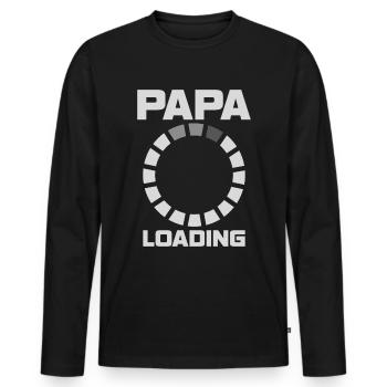 Grossesse 2024 - Futur père - Papa - T-shirt manches longues Premium bio Homme - noir - Devant - Nico (187cm)