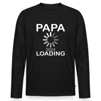 Grossesse 2024 - Futur père - Papa - T-shirt manches longues Premium bio Homme - noir - Devant - Nico (187cm)