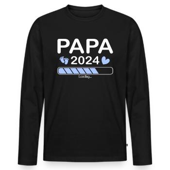 Father-to-be - Dad 2024 loading - Men's Premium Organic Long Sleeve Shirt - black - Front - Nico (187cm)