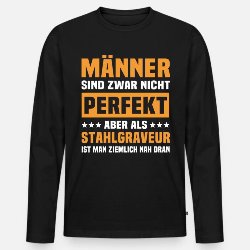 Stahlgraveur Sprüche - Männer Premium Bio Langarmshirt - Schwarz