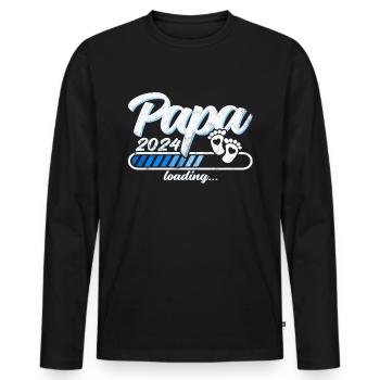 Father-to-be - Dad 2024 loading - Men's Premium Organic Long Sleeve Shirt - black - Front - Nico (187cm)
