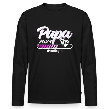 Father-to-be - Dad 2024 loading - Men's Premium Organic Long Sleeve Shirt - black - Front - Nico (187cm)