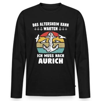Aurich Sprüche - Männer Premium Bio Langarmshirt - Schwarz - Vorne - Nico (187cm)