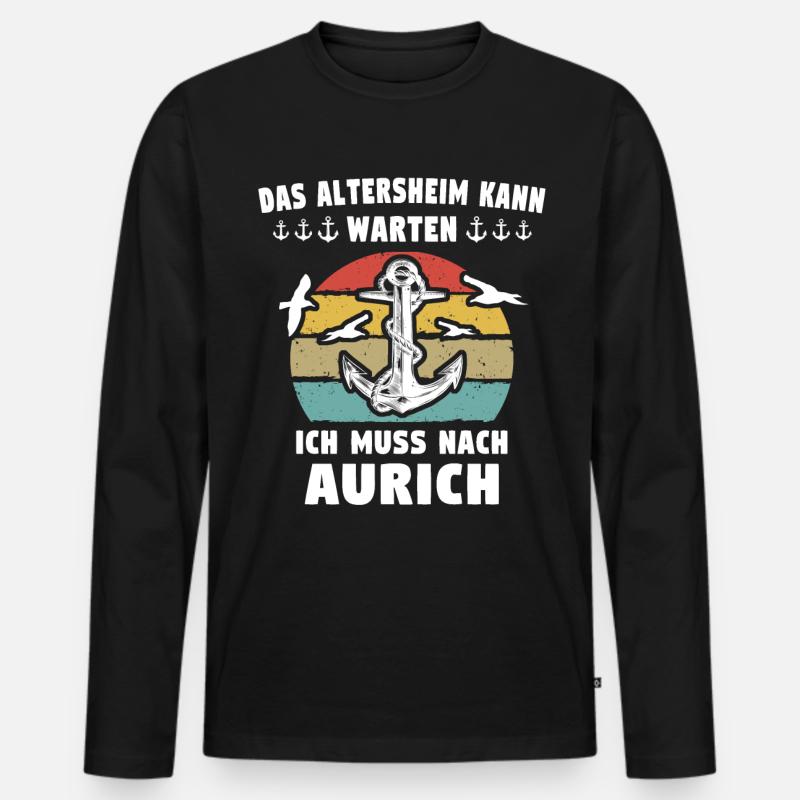 Aurich Sprüche - Männer Premium Bio Langarmshirt - Schwarz