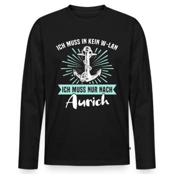 Aurich Sprüche - Männer Premium Bio Langarmshirt - Schwarz - Vorne - Nico (187cm)