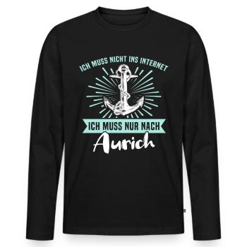Aurich Sprüche - Männer Premium Bio Langarmshirt - Schwarz - Vorne - Nico (187cm)
