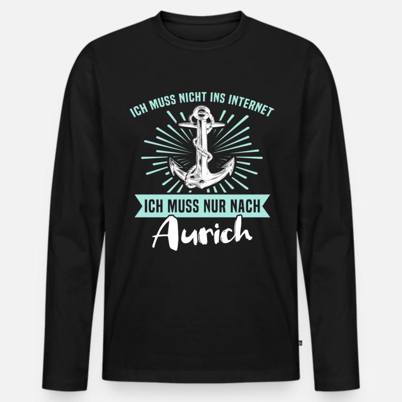 Aurich Sprüche - Männer Premium Bio Langarmshirt - Schwarz