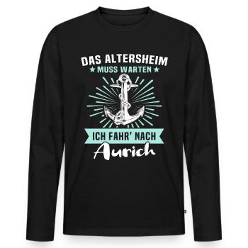 Aurich Sprüche - Männer Premium Bio Langarmshirt - Schwarz - Vorne - Nico (187cm)