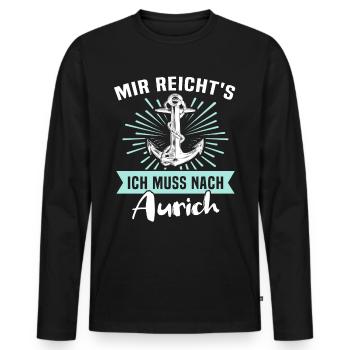 Aurich Sprüche - Männer Premium Bio Langarmshirt - Schwarz - Vorne - Nico (187cm)