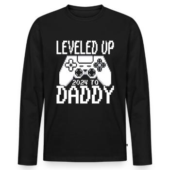 Grossesse 2024 - Futur père - Papa - T-shirt manches longues Premium bio Homme - noir - Devant - Nico (187cm)
