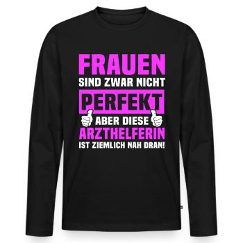 Arzthelferin Sprüche - Männer Premium Bio Langarmshirt - Schwarz - Vorne - Nico (187cm)