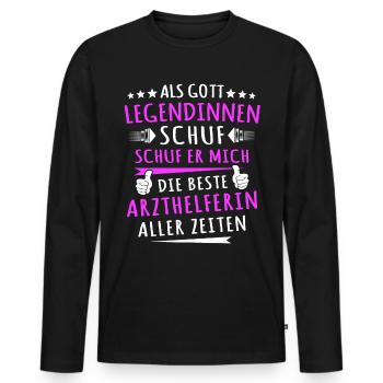 Arzthelferin Sprüche - Männer Premium Bio Langarmshirt - Schwarz - Vorne - Nico (187cm)