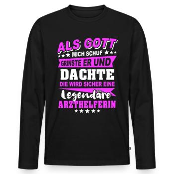 Arzthelferin Sprüche - Männer Premium Bio Langarmshirt - Schwarz - Vorne - Nico (187cm)