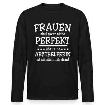 Arzthelferin Geschenk - Männer Premium Bio Langarmshirt - Schwarz - Vorne - Nico (187cm)