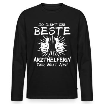 Beste Arzthelferin - Männer Premium Bio Langarmshirt - Schwarz - Vorne - Nico (187cm)