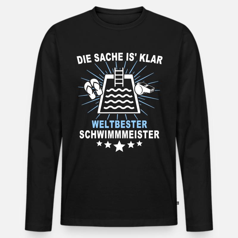 Schwimmmeister - Männer Premium Bio Langarmshirt - Schwarz