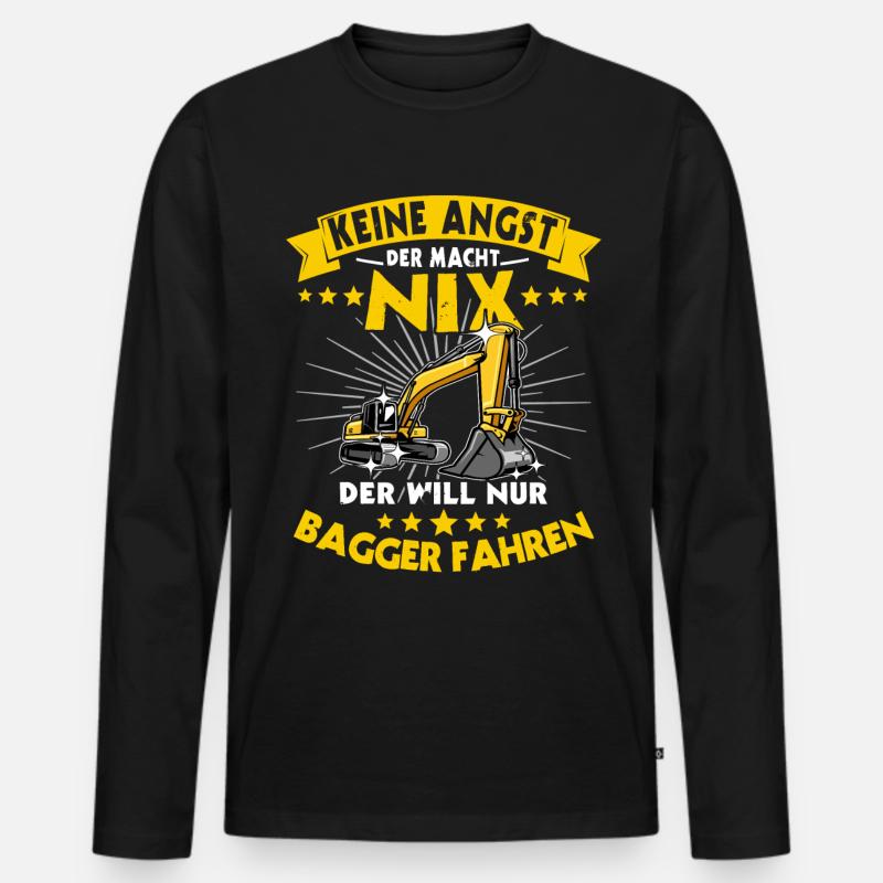 Baggerführer Baggerfahrer - Männer Premium Bio Langarmshirt - Schwarz