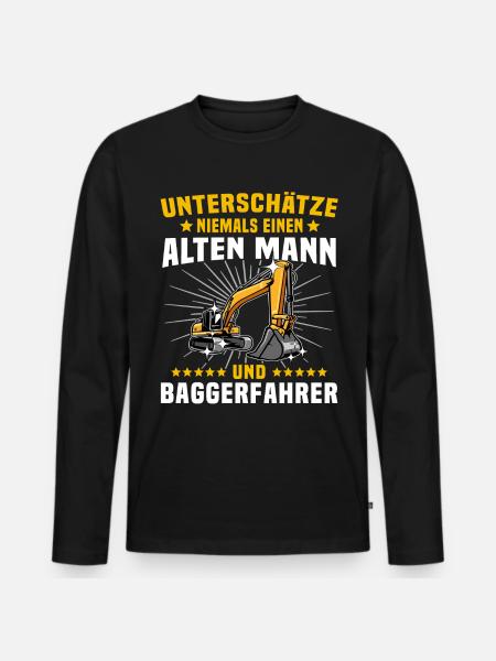 Baggerführer Baggerfahrer - Männer Premium Bio Langarmshirt - Schwarz