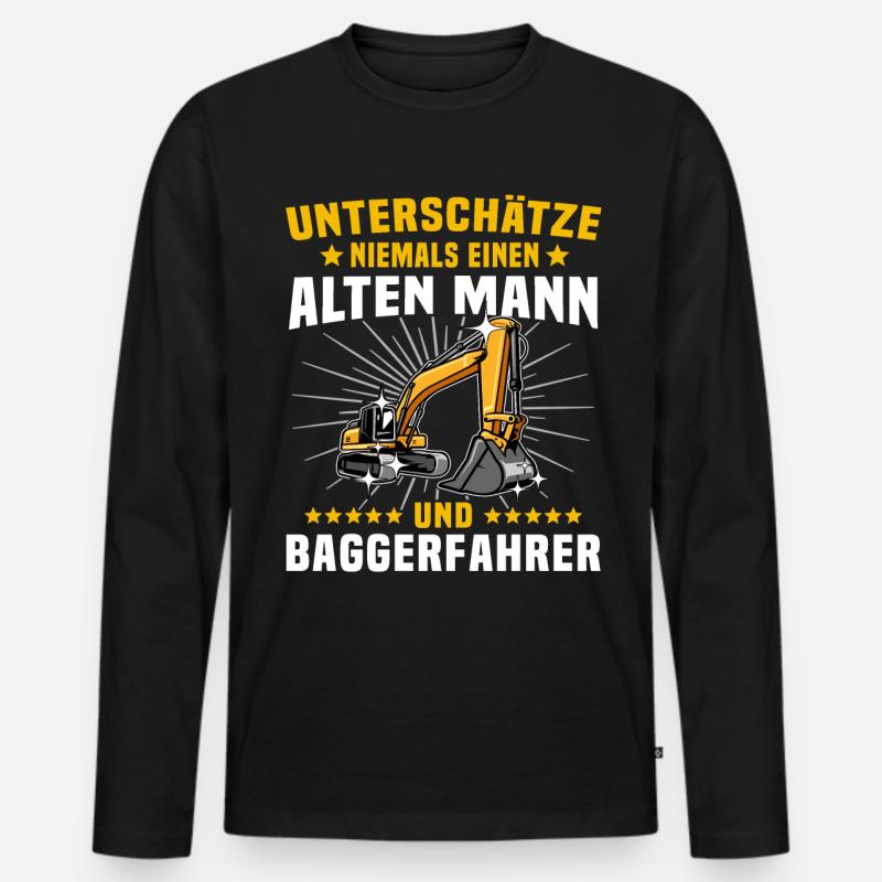 Baggerführer Baggerfahrer - Männer Premium Bio Langarmshirt - Schwarz