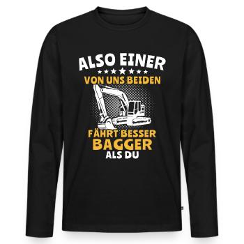 Bagger Baggerfahrer - Männer Premium Bio Langarmshirt - Schwarz - Vorne - Nico (187cm)