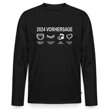 Vorhersage 2024 Werdende Eltern Babybauch - Männer Premium Bio Langarmshirt - Schwarz - Vorne - Nico (187cm)