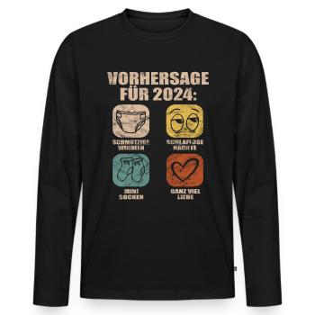 Werdende Eltern 2024 Babybauch Vorhersage - Männer Premium Bio Langarmshirt - Schwarz - Vorne - Nico (187cm)