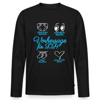 Werdende Eltern 2024 Babybauch Vorhersage - Männer Premium Bio Langarmshirt - Schwarz - Vorne - Nico (187cm)