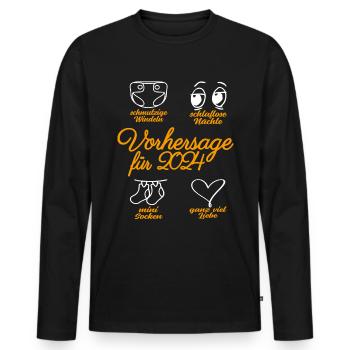 Werdende Eltern 2024 Babybauch Vorhersage - Männer Premium Bio Langarmshirt - Schwarz - Vorne - Nico (187cm)