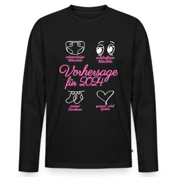 Werdende Eltern 2024 Babybauch Vorhersage - Männer Premium Bio Langarmshirt - Schwarz - Vorne - Nico (187cm)