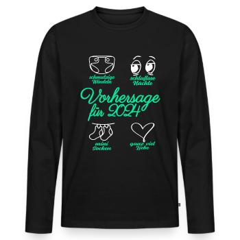 Werdende Eltern 2024 Babybauch Vorhersage - Männer Premium Bio Langarmshirt - Schwarz - Vorne - Nico (187cm)