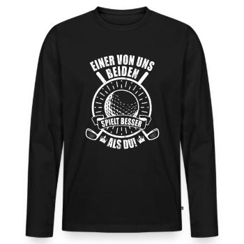 Einer von uns Beiden spielt besser - Golf Spieler - Männer Premium Bio Langarmshirt - Schwarz - Vorne - Nico (187cm)
