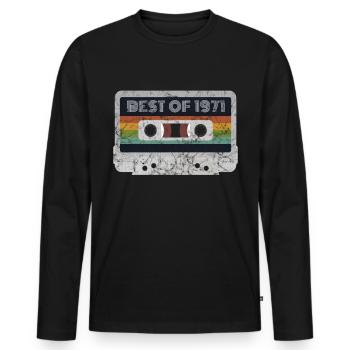 1971 Jahrgang | Best of 1971 | 1971 Retro Musik - Männer Premium Bio Langarmshirt - Schwarz - Vorne - Nico (187cm)