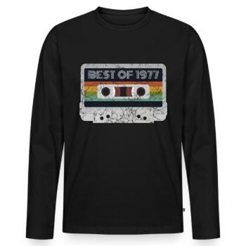 1977 Jahrgang | Best of 1977 | 1977 Retro Musik - Männer Premium Bio Langarmshirt - Schwarz - Vorne - Nico (187cm)