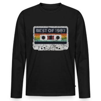 1987 Jahrgang | Best of 1987 | 1987 Retro Musik - Männer Premium Bio Langarmshirt - Schwarz - Vorne - Nico (187cm)