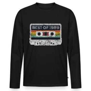 Kassette Best Of 1989 - Geboren 1989 - Männer Premium Bio Langarmshirt - Schwarz - Vorne - Nico (187cm)