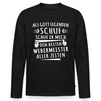 Webermeister Geschenkidee - Männer Premium Bio Langarmshirt - Schwarz - Vorne - Nico (187cm)