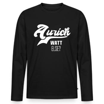 Aurich Sprüche - Männer Premium Bio Langarmshirt - Schwarz - Vorne - Nico (187cm)