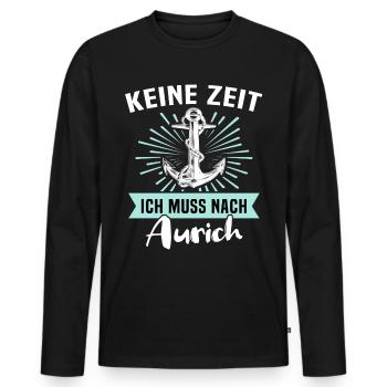 Aurich Sprüche - Männer Premium Bio Langarmshirt - Schwarz - Vorne - Nico (187cm)