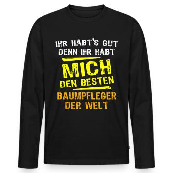 Baumpfleger Geschenkidee - Männer Premium Bio Langarmshirt - Schwarz - Vorne - Nico (187cm)