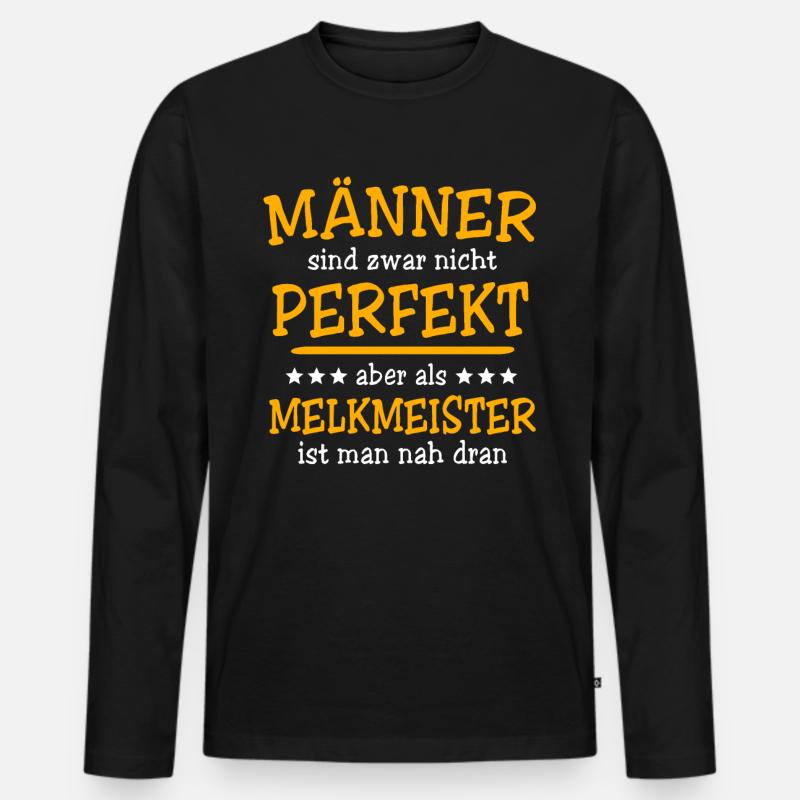 Melkmeister Sprüche - Männer Premium Bio Langarmshirt - Schwarz