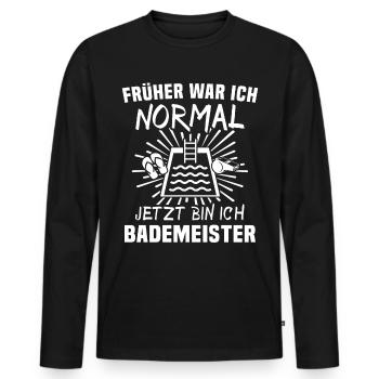 Bademeister - Männer Premium Bio Langarmshirt - Schwarz - Vorne - Nico (187cm)