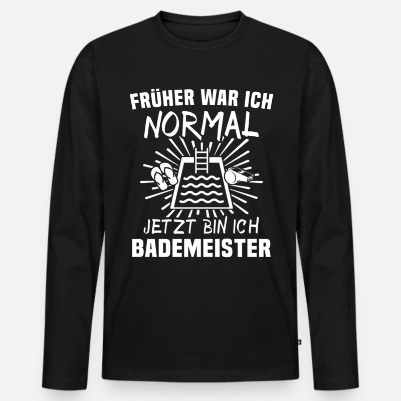 Bademeister - Männer Premium Bio Langarmshirt - Schwarz