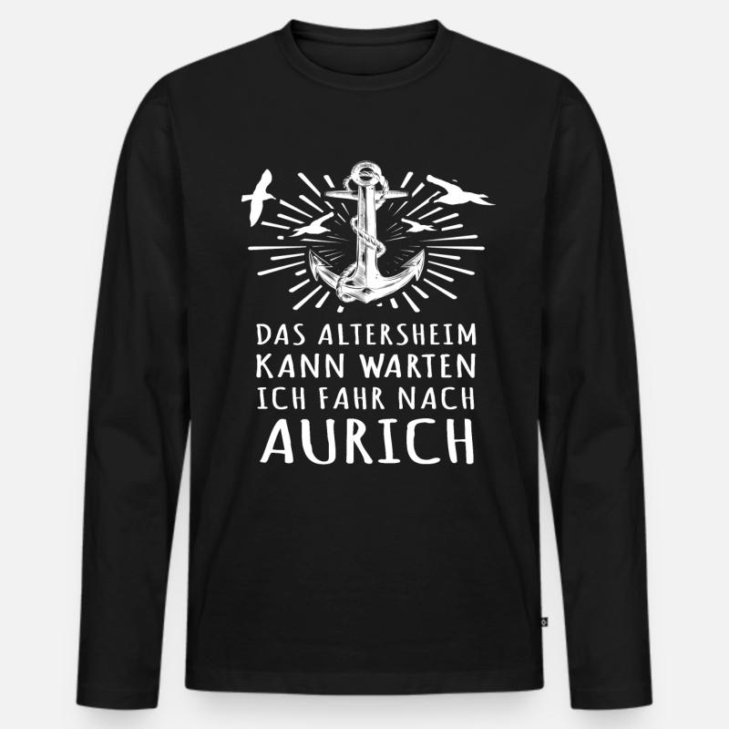 Aurich Auricher - Männer Premium Bio Langarmshirt - Schwarz