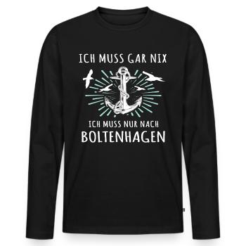 Boltenhagen Sprüche - Männer Premium Bio Langarmshirt - Schwarz - Vorne - Nico (187cm)
