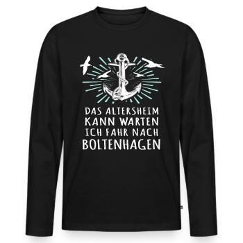 Boltenhagen Sprüche - Männer Premium Bio Langarmshirt - Schwarz - Vorne - Nico (187cm)