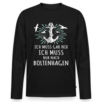 Lustige Boltenhagen Sprüche - Männer Premium Bio Langarmshirt - Schwarz - Vorne - Nico (187cm)