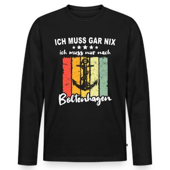 Boltenhagen Sprüche - Männer Premium Bio Langarmshirt - Schwarz - Vorne - Nico (187cm)