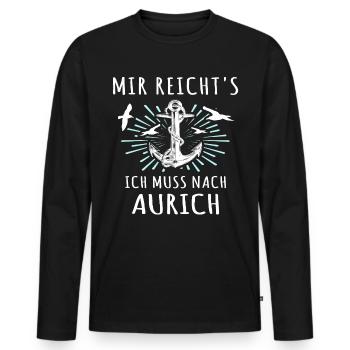 Aurich Sprüche - Männer Premium Bio Langarmshirt - Schwarz - Vorne - Nico (187cm)