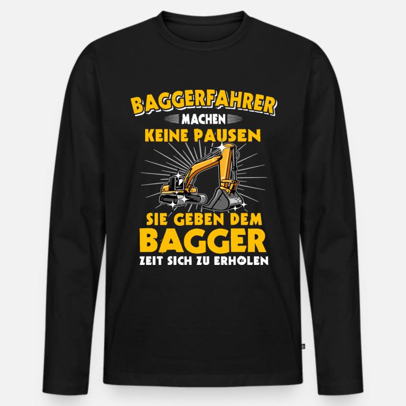 Baggerführer - Männer Premium Bio Langarmshirt - Schwarz