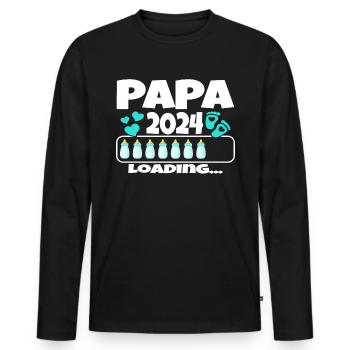Father-to-be - Dad 2024 loading - Men's Premium Organic Long Sleeve Shirt - black - Front - Nico (187cm)